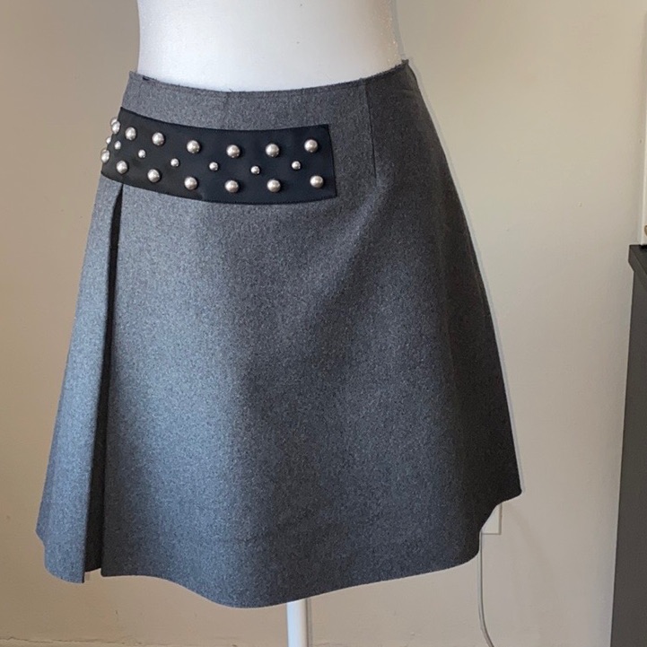 Alexander Mcqueen Wool Studded Skirt In Size L